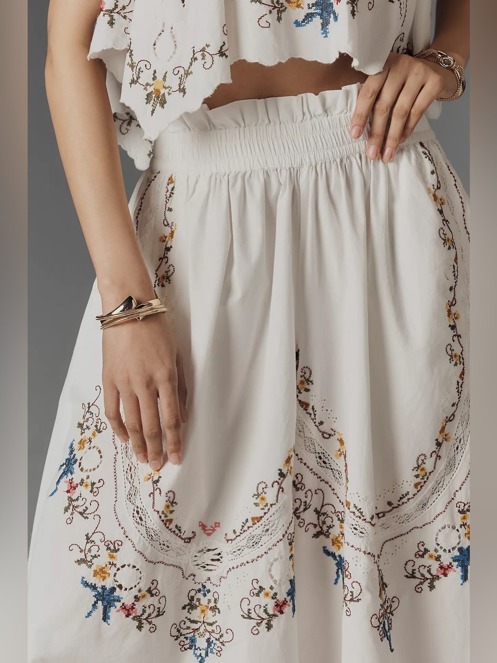 New By Anthropologie Embroidered Culottes Size S - Picture 5 of 9